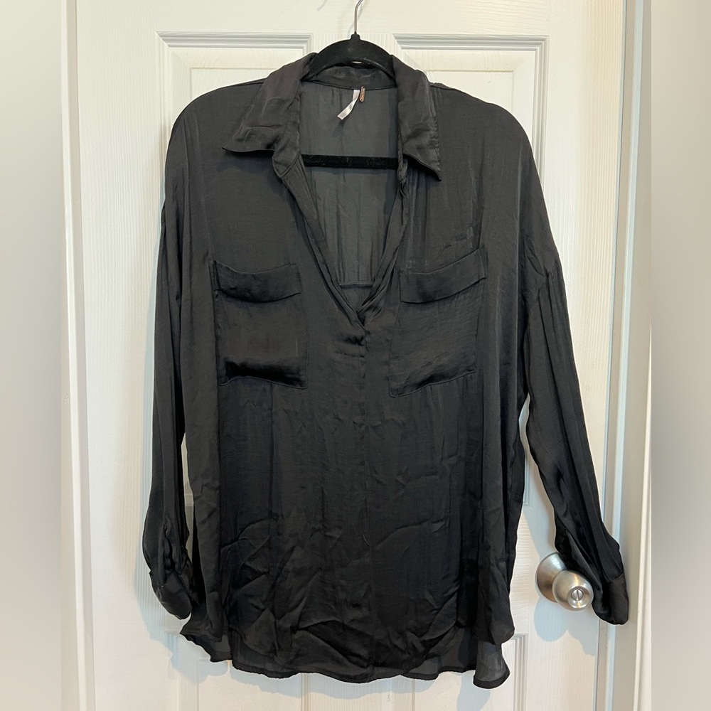 Free People black silky tunic top